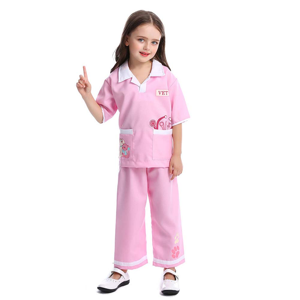 Lontakids Kids Animal Doctor Role Play Costume Veterinarian Pretend Play Dress Up Set With Medical Kit (3-6 Years, Pink)