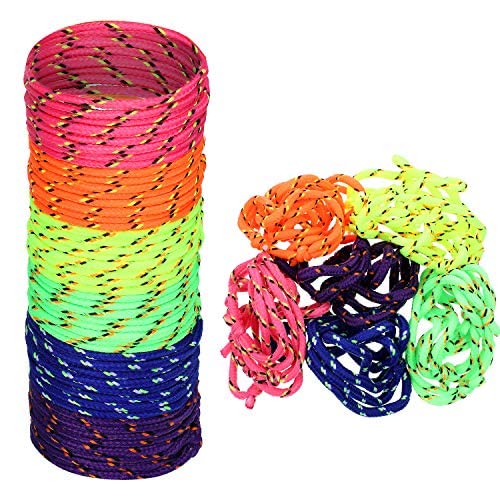 WILLBOND 216 Neon Friendship Bracelets Bulk for Kids Birthday Classroom Student Gift Adjustable Paracord Bracelets Rope Woven Ne