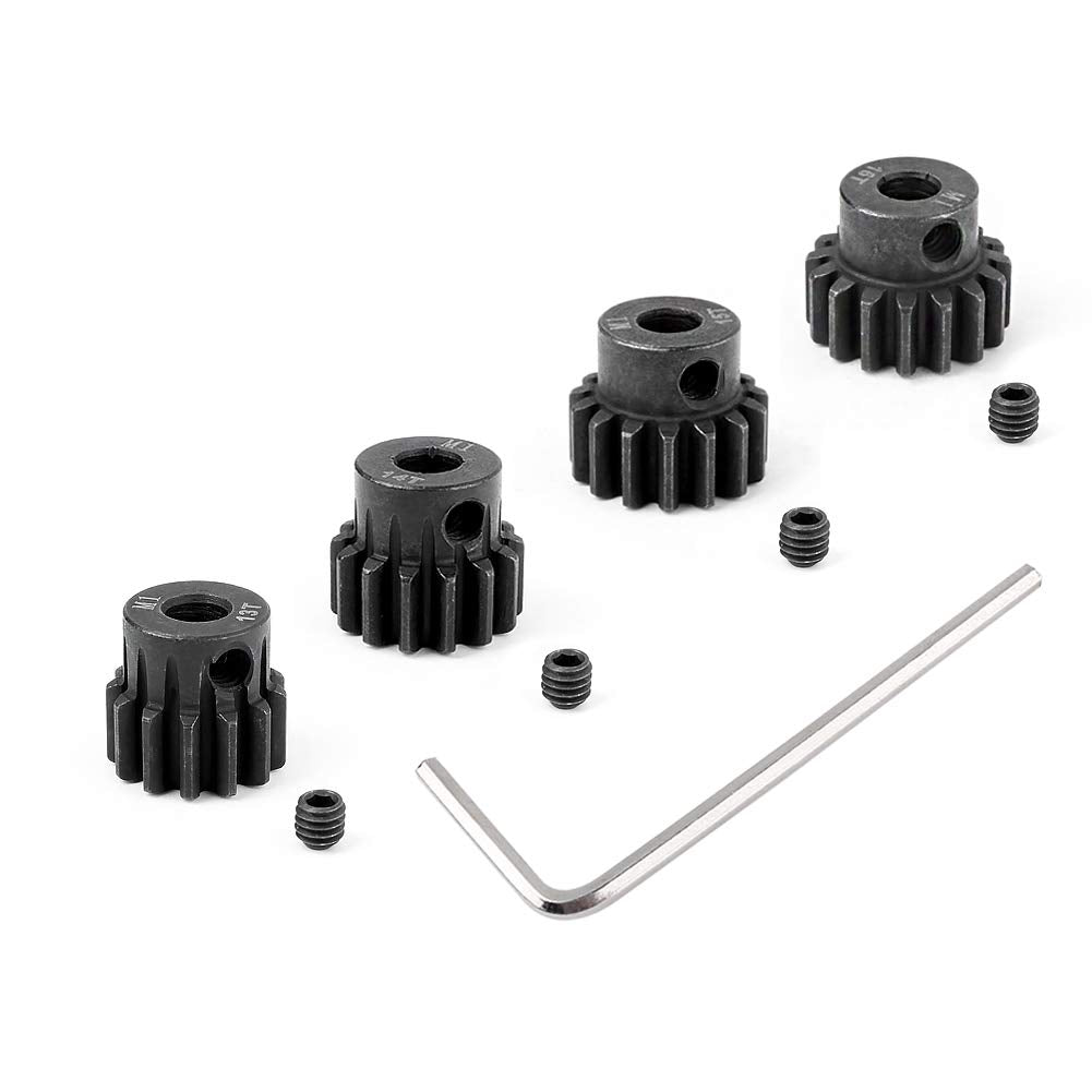 Hobbypark Metal Steel Mod 1 Pinion Gear Set 5Mm Shaft Hole 13T 14T 15T 16T Motor Gears Kit For Rc Car (4-Pack)