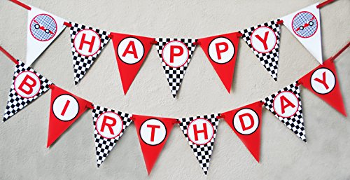 Race Car Birthday Banner Pennant