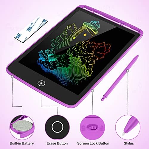 2 Pack Lcd Writing Tablet, Colorful Screen Doodle Board 8.5 Inch Drawing Tablet For Kids, Learning Toys Birthday Gifts Travel Activity Games For 3 4 5 6 Year Old Boys And Girls Toddlers(Purple Pink)