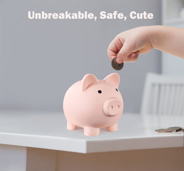 Pjdrllc Piggy Bank, Unbreakable Plastic Money Bank, Coin Bank For Girls And Boys, Medium Size Piggy Banks, Practical Gifts For Birthday, Easter, Baby Shower (Flesh-Colour)