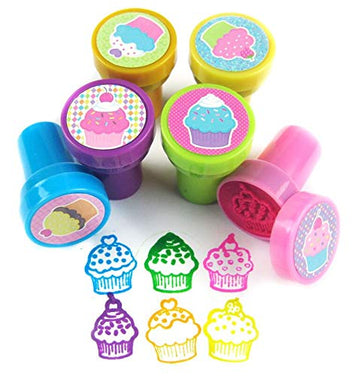 Tiny Mills 24 Pcs Cupcakes Stampers for Kids Party Favor Bag Stuffers Baking Party Cupcake Party Pinata Fillers Classroom Reward