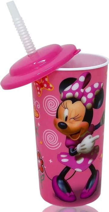 6-Pack Disney Minnie Mouse 16oz Reusable Sports Tumbler Drink Cups with Lids & Straws, Pink