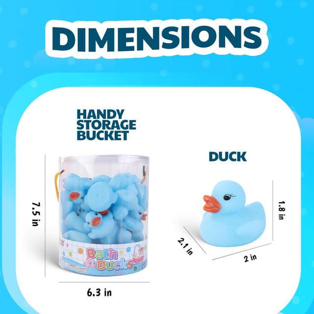 36 Pieces Classic Rubber Duck Bath Toys - No Holes Bpa Free Floating Duckies For Boys Baby Shower, Party Favors, Kids Gifts (Blue)