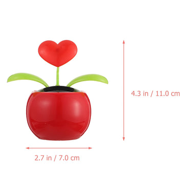 Besportble 2Pcs Solar Dancing Figurines Solar Powered Dancing Flower Heart Swinging Dancer Toy For Car Dashboard Office Desk Dec