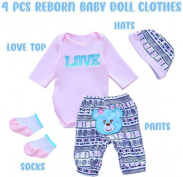 Reborn Baby Dolls Clothes - Outfit Clothing Accessories for 17-22 inch Lifelike Newborn Toy Dolls
