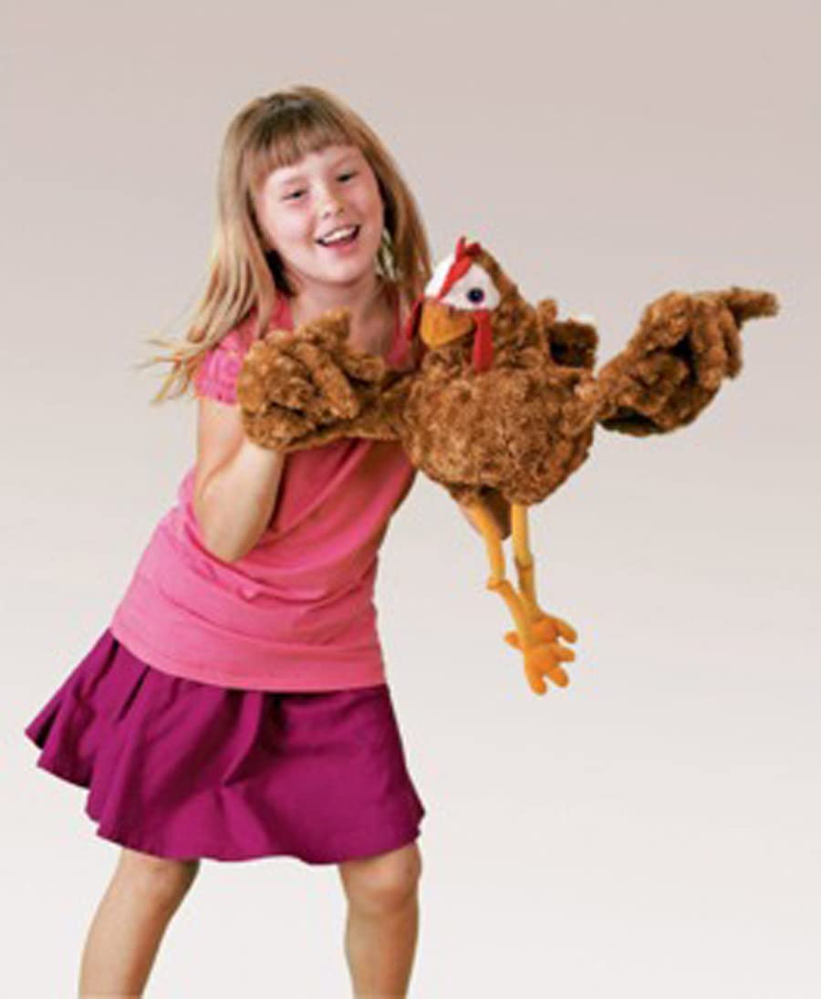 Folkmanis Chicken Two-Handed Puppet, Orange-Red, 1 Ea