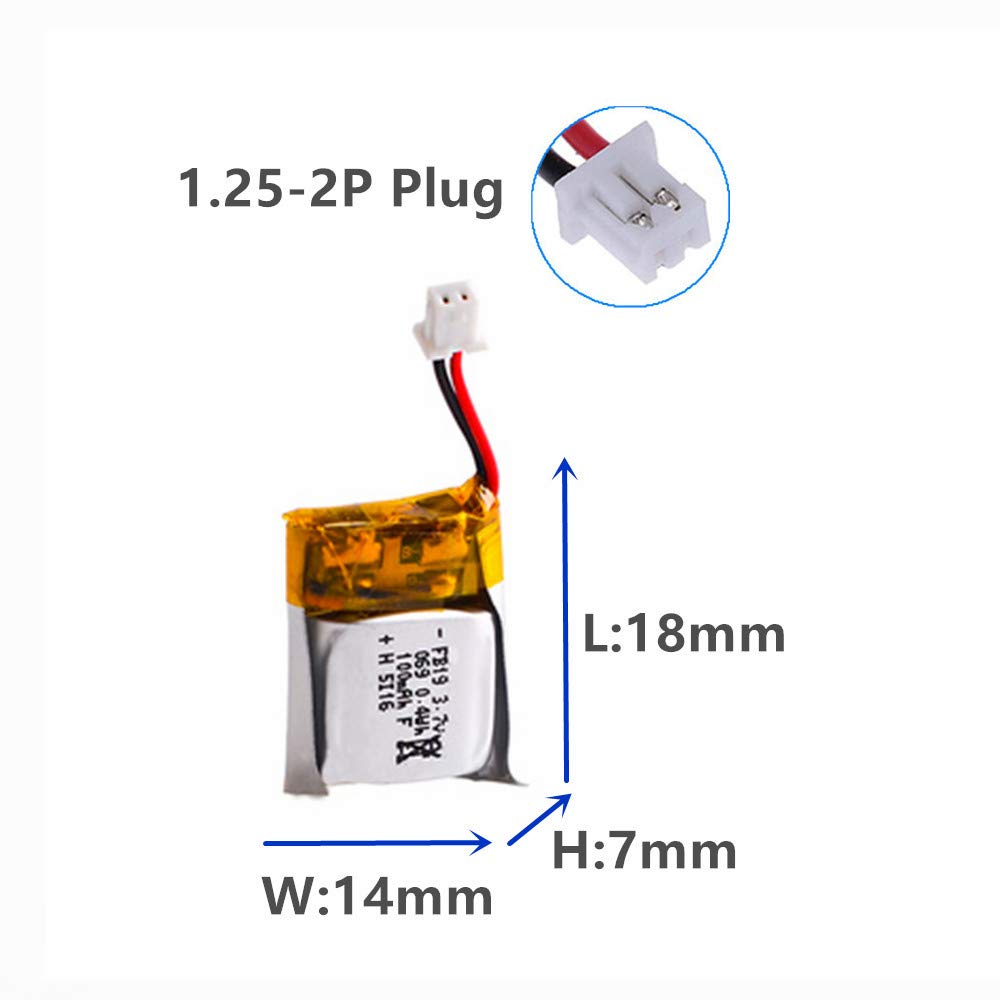 3.7V 100mAh 20C Lipo Battery for WLtoys V272,Cheerson CX-10 Mini Quadcopter Estes Proto X, Syncro X, Hubsan Q4 Nano Quadcopter 4