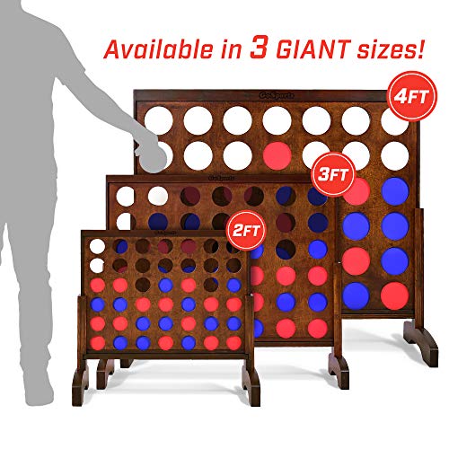 Gosports 2 Foot Width Giant 4 In A Row Game With Carrying Case, Made From Wood