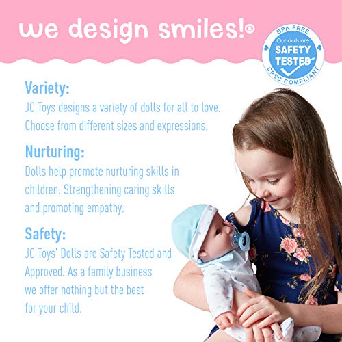Jc Toys - La Baby | Caucasian 16-Inch Medium Soft Body Baby Doll | Washable | Removable Purple Outfit W/Hat And Pacifier | For Children 12 Months +