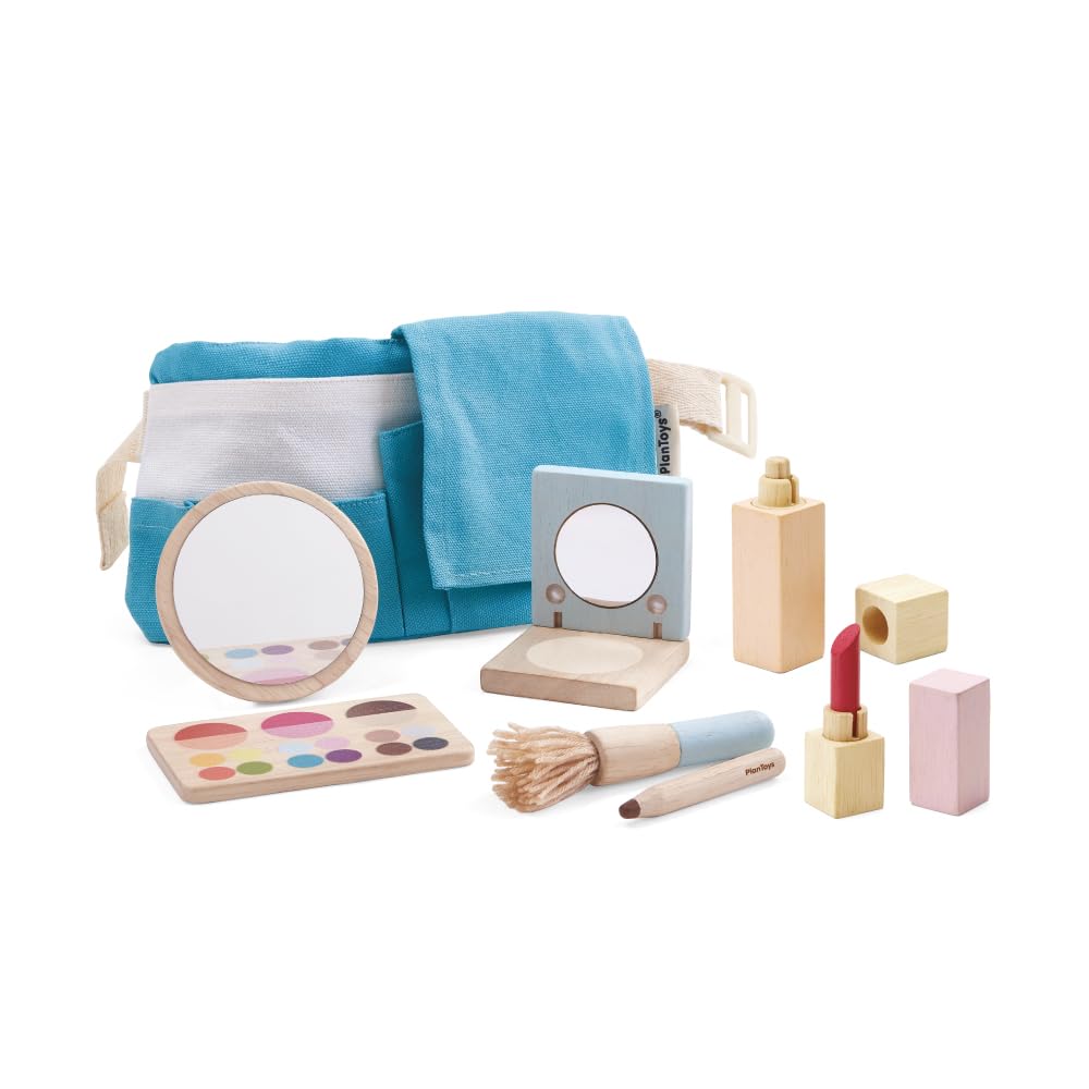 PlanToys Make Up Set for Kids - Sustainably Made from Rubberwood Featuring Organic-Pigment Coloring and Water-Based Dyes with a