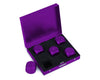 DS.DISTINCTIVE STYLE Aluminum Alloy Dice 5 Pieces 16mm Portable Metal Dices with Case 6 Sided Dice forParty Game (Purple Square)