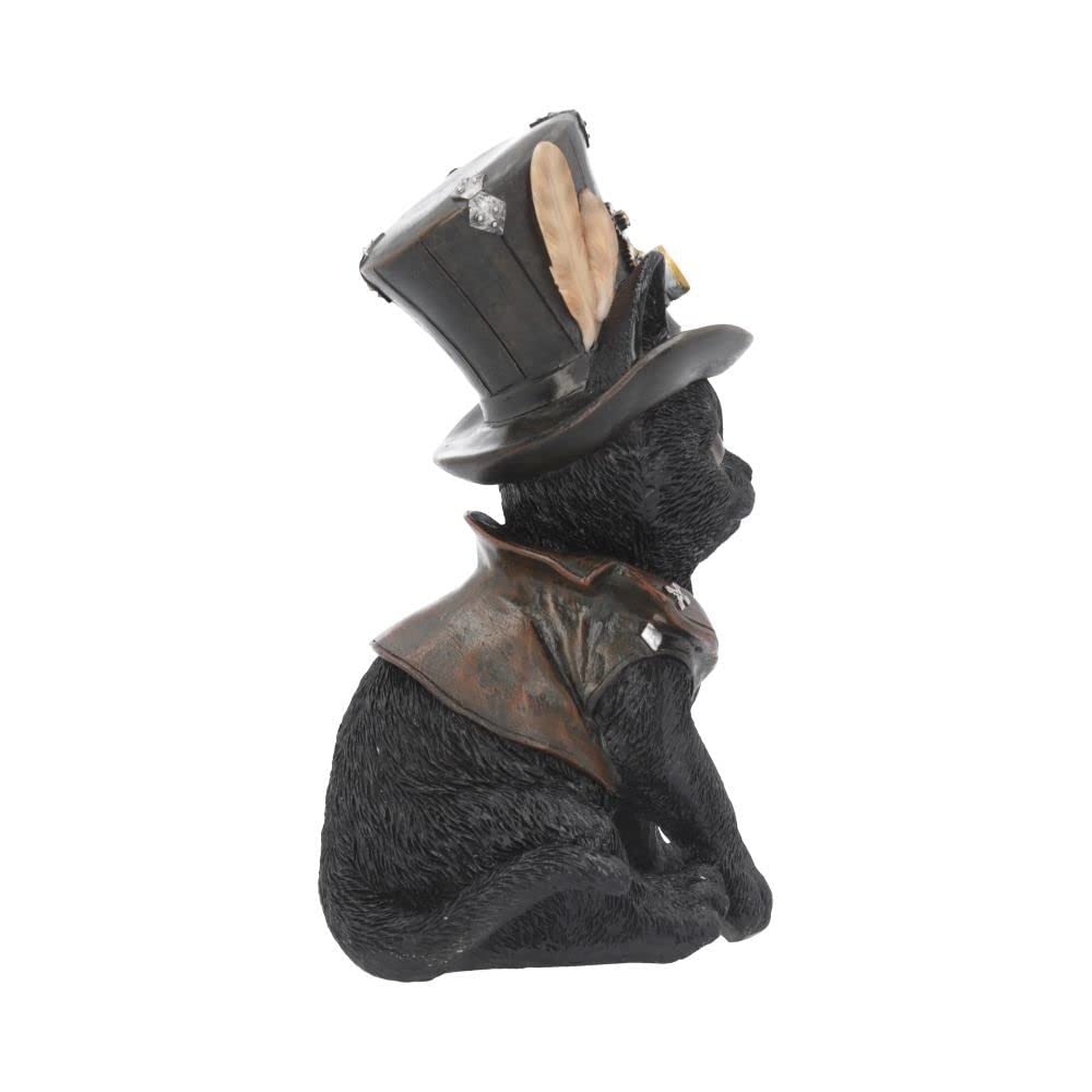 Nemesis Now Cogsmith'S Steampunk Cat Adorable Black Cat With Leather Top Hat And Waistcoat, Hand-Painted Resin Figurine, Perfect For Steampunk Collectors, 18.5Cm