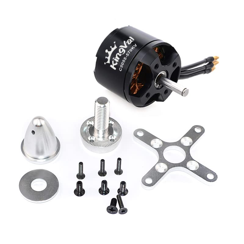 KingVal Replacement 5055 570KV Brushless Motor with Screw Kit Compatible with RC Fixed-Wing Airplane Glider Aircraft