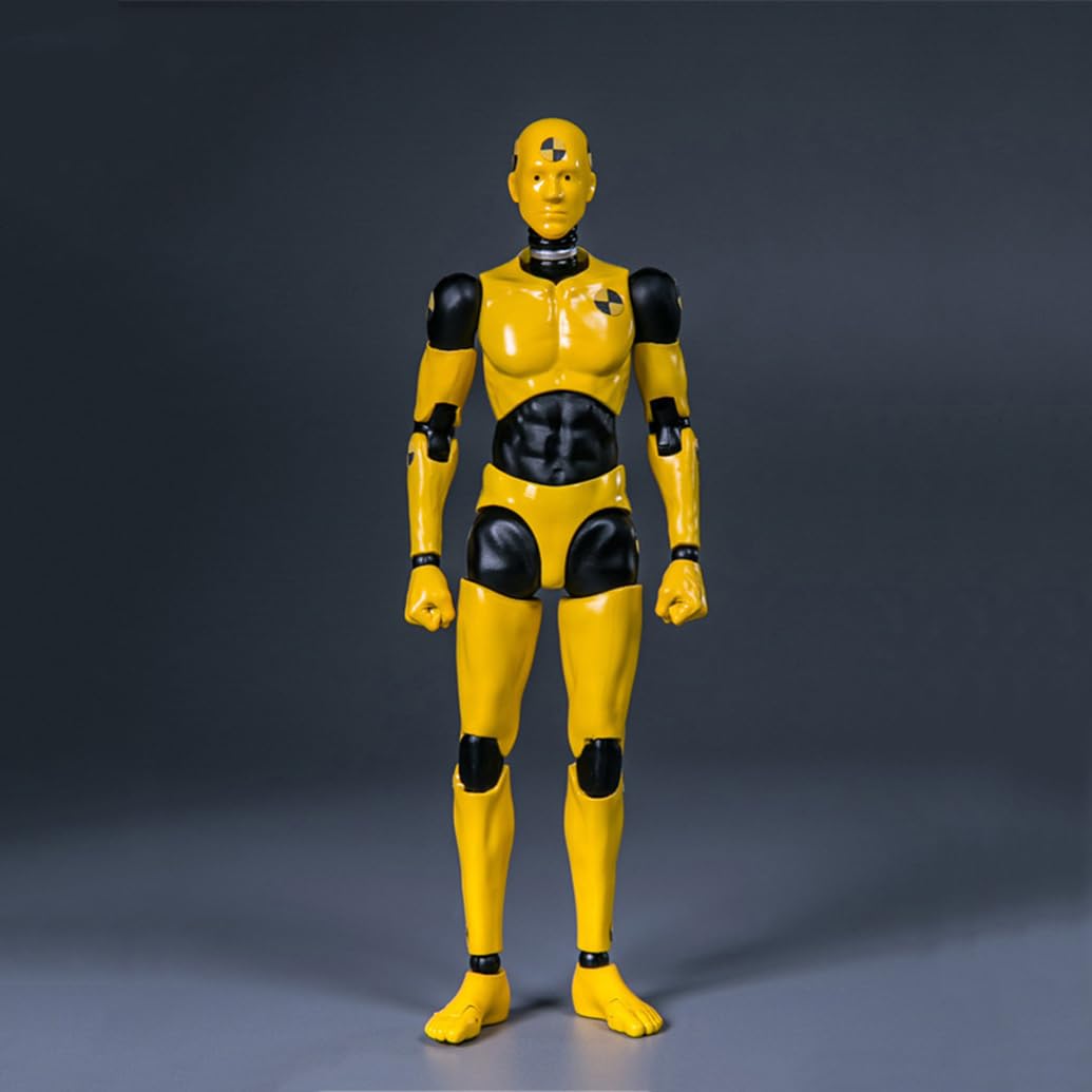 Souforce 1:12 Scale Male Figure Body 6In Flexible Yellow Testman Crash Test Dummy Action Figure Doll Miniature Figure Collection