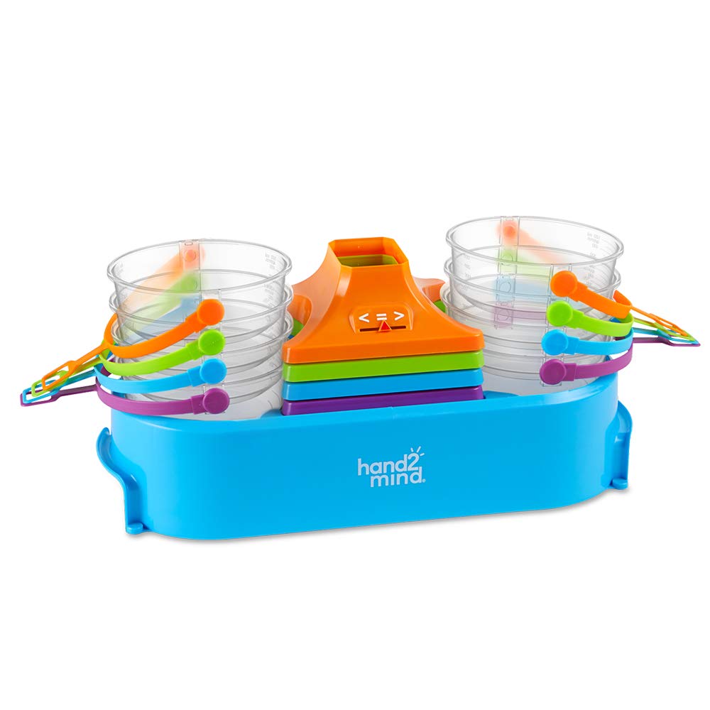 Hand2Mind-93405 Colorful Nestable, Clear Double Pan Balance Scale For Liquids And Solids, Easy To Assemble Kids Scale, Space Sav