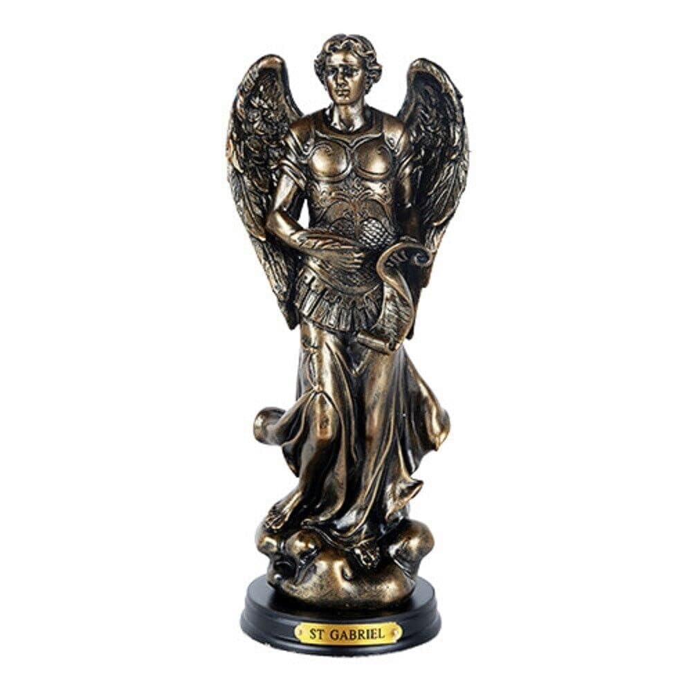 Pacific Giftware St. Gabriel Archangel Figurine - 8" Tall Resin Statue with Brass Name Plate, Multicolor, Model 11481