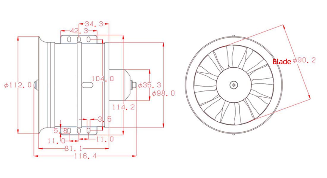 DD 90mm EDF 12 Blades Ducted Fan with 1450KV RC Brushless Motor Balance Tested for EDF 6S RC Jet Airplane