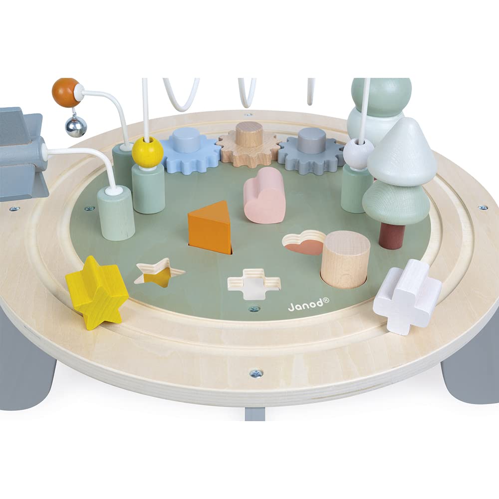 Janod J04402 Sweet Cocoon Wooden Activity Multi-Play Table Toddlers – Fine Motor Development – Non-Slip Feet – Water Painted And Fsc Certified – Suitable For Age 1 Year And Above