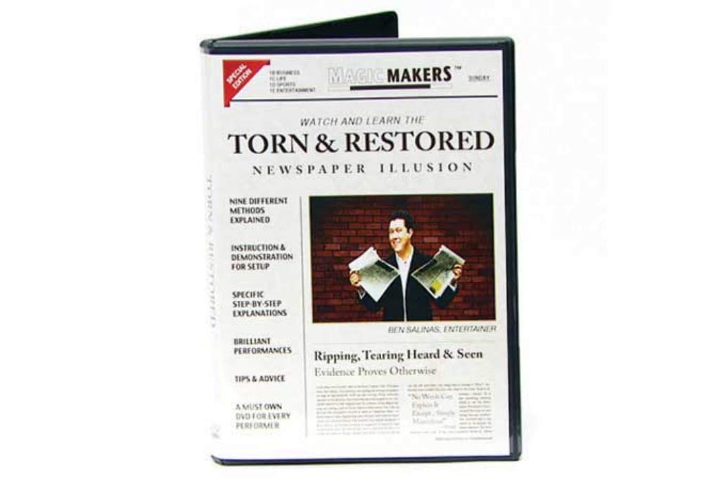 Torn & Restored Newspaper Illusion Magic Trick Instructional Guide With Magician Ben Salinas By Magic Makers - Learn 9 Methods