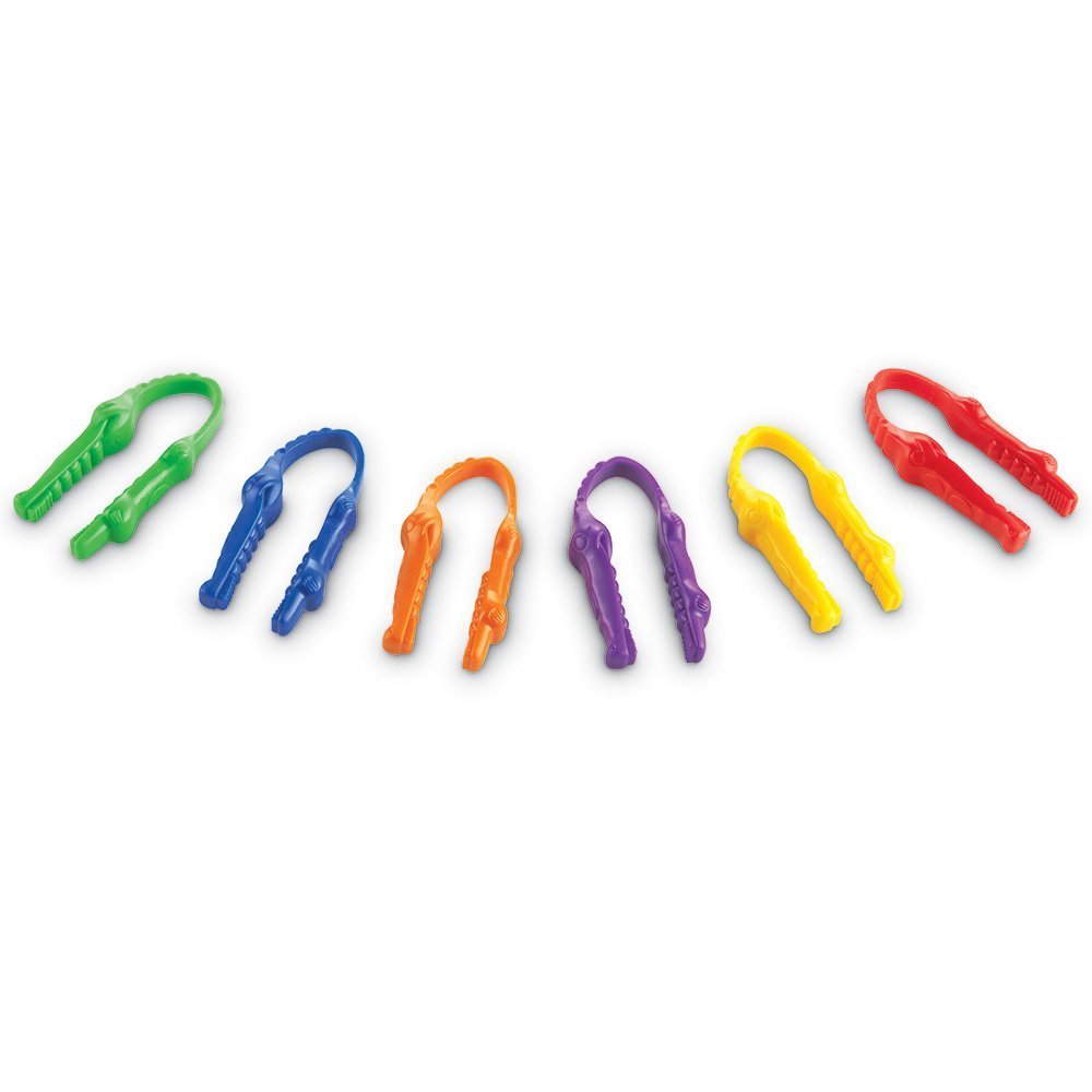 Learning Resources Gator Grabber Tweezers - 12 Pieces, Ages 2+ Fine Motor Tweezers For Kids, Toddler Learning Toys