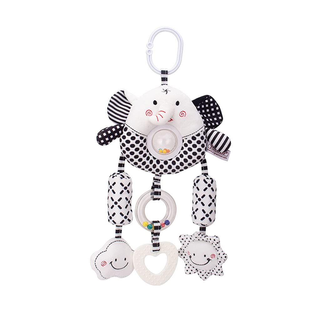D-Kingchy Baby Toys Car Seat Stroller Plush Hanging Rattle Animal Stuffed Hanging Toy With Teether Rattle Sound For 0-3 Years Ol