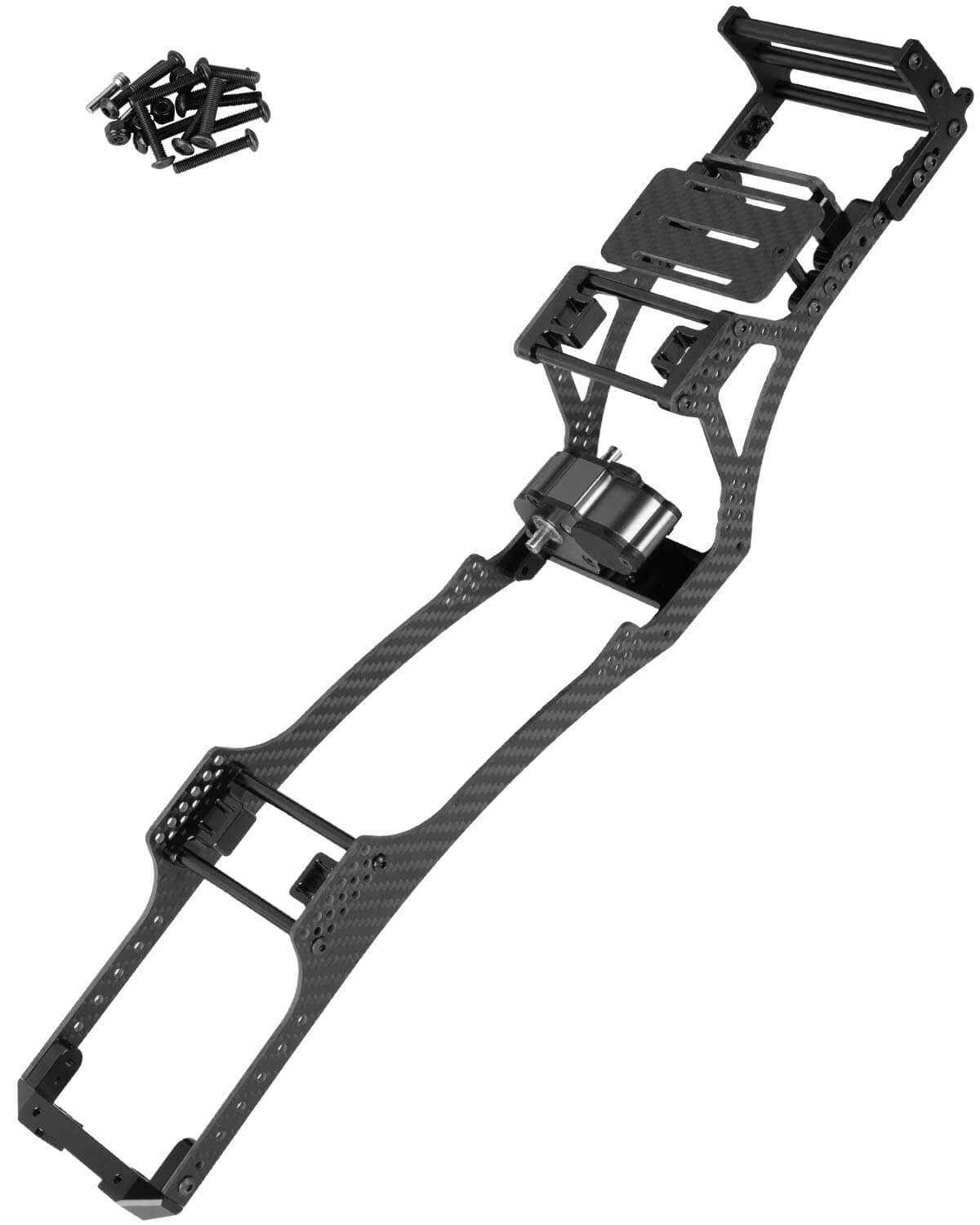 Rcmyou Rc Carbon Fiber Frame Chassis W/Gearboxes Upgrades Part For 1/10 Axial Scx10 Scx10 Ii 90046 90047 Rc Crawler Car,Black