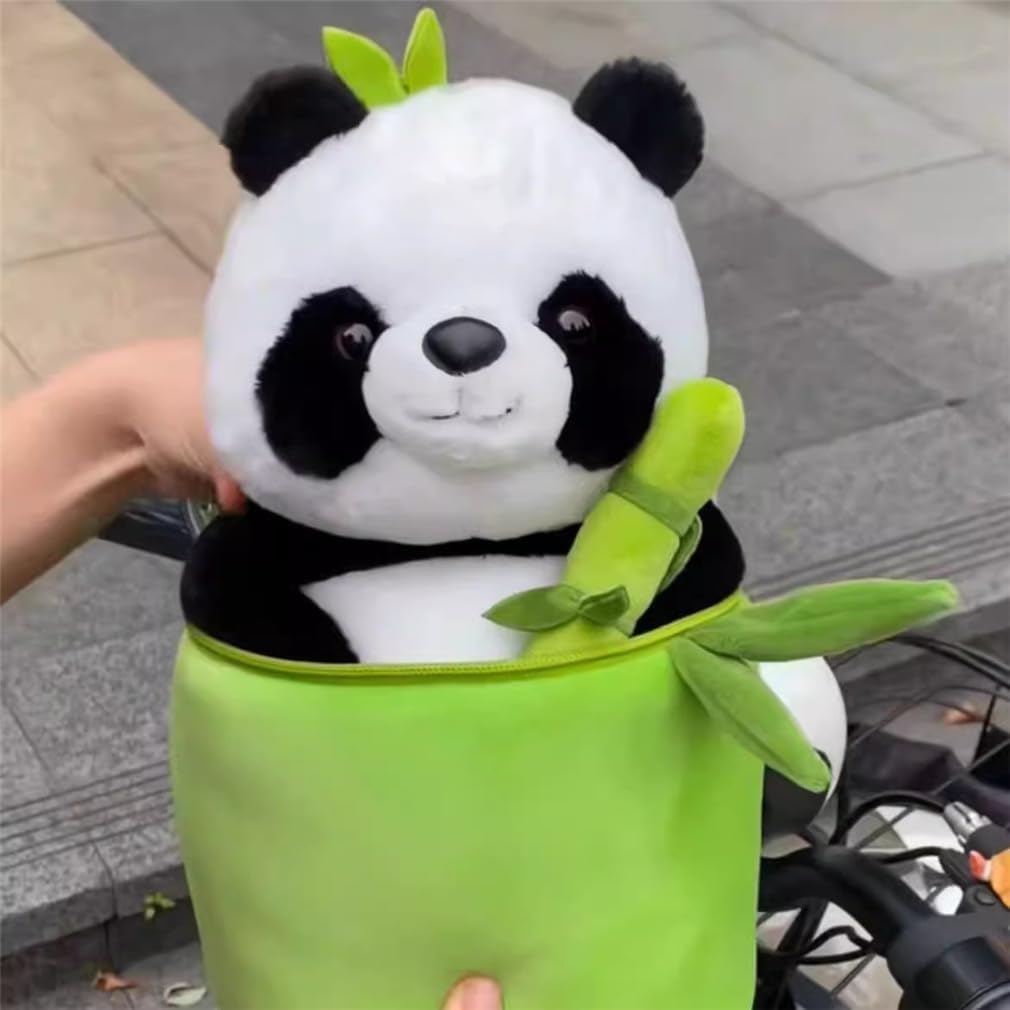 Storescent Cute Panda Plush With Bamboo, Kawaii Soft Panda In Bamboo Stuffed Animals Toy, Plushies Doll Gifts For Kids Girls Boy