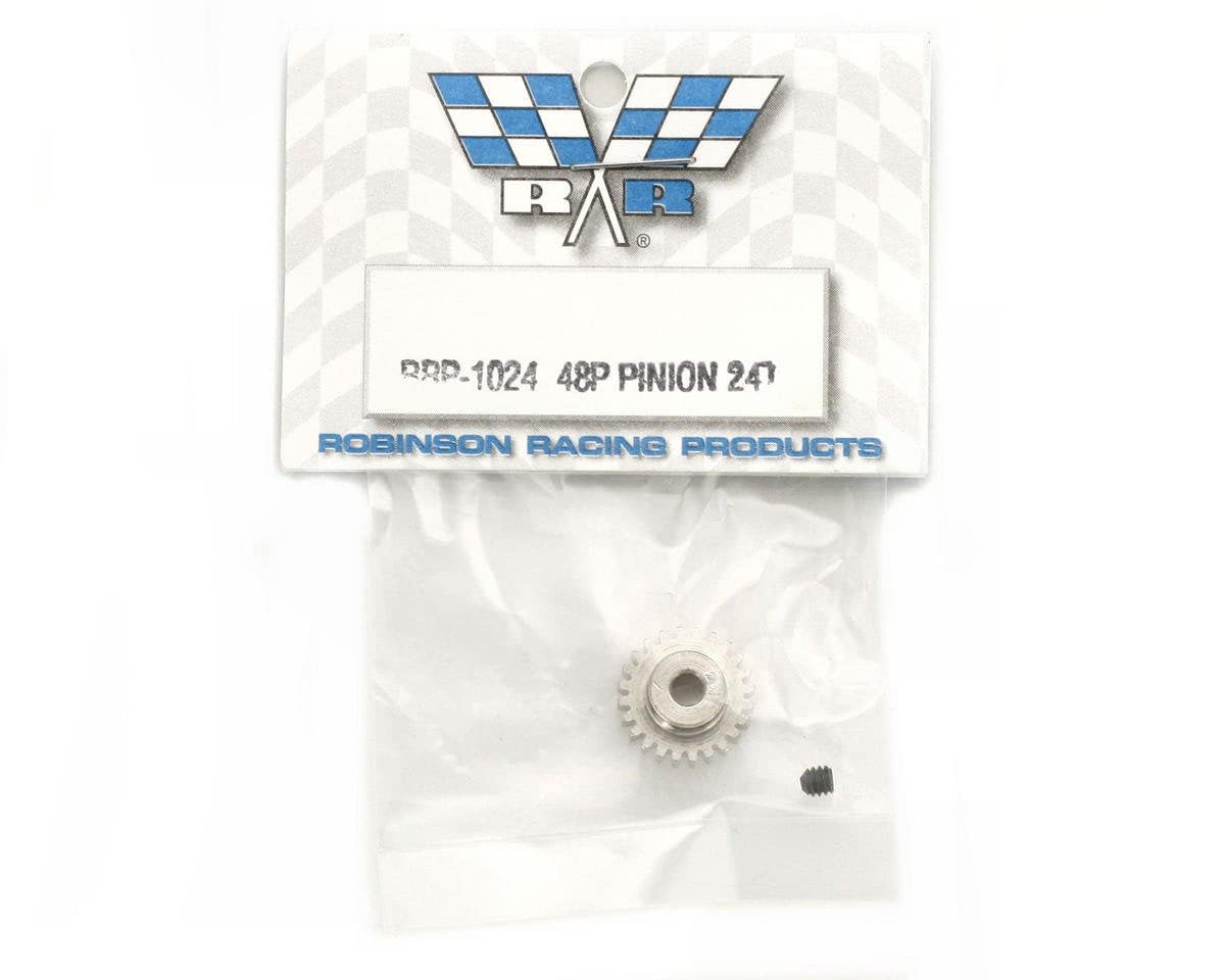 Robinson Racing 1024 Hard Nickel Plated Steel Motor Pinion Gear, 1/8'' Bore, 48 Pitch, 24 Tooth