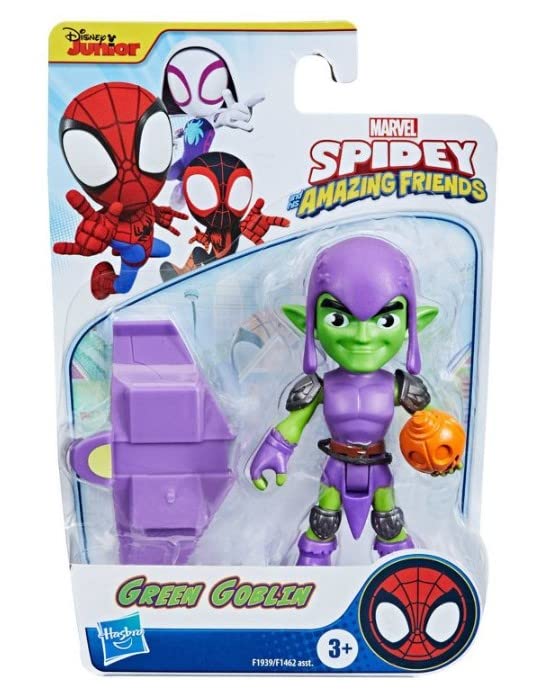 Marvel Spidey & His Amazing Friends Action Figures Superheroes + Villains (Choose Figure) (Green Goblin (4 Inch))