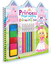 Hellofriend Princess Coloring Book & Finger Paint + Books with 5 colour finger paint set + 6 colour Sketch Pens age 3 to 6 years