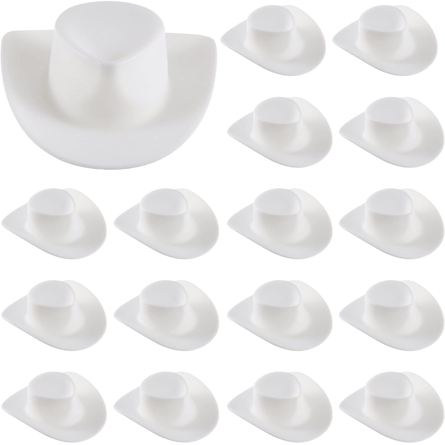 Skylety 20 Pieces Plastic Mini Cowboy Cowgirl Hat Miniature Western Small Doll Hat Cute Doll Cupcake Decoration For Dollhouse Cow Party Decoration(White)