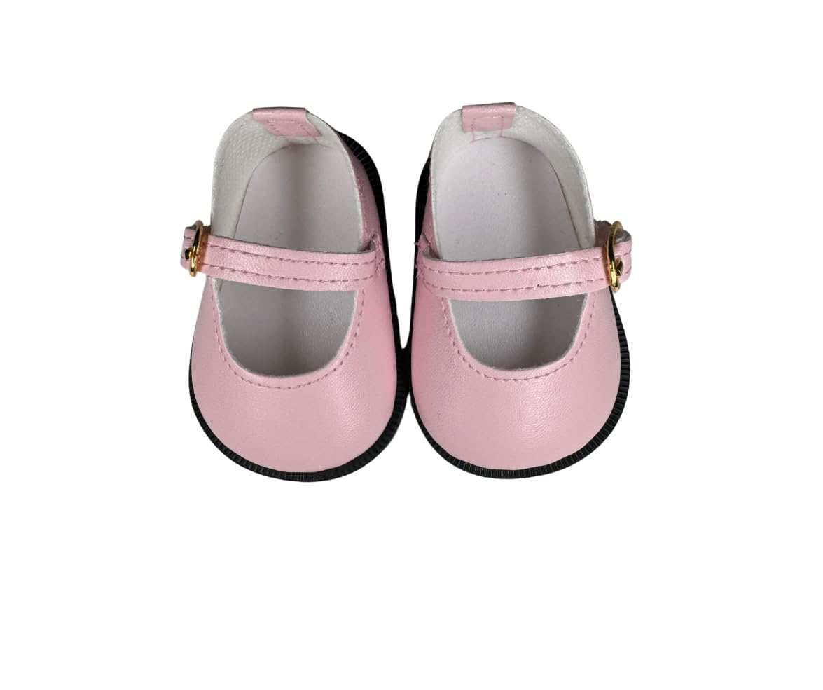 18'' American Doll Shoes- Mary Jane Matte Black, Red, White, Pink, Shiny Black Shoe (18'' Doll, Pink)