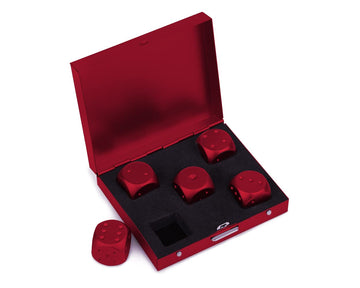 DS.DISTINCTIVE STYLE Aluminum Alloy Dice 5 Pieces 16mm Portable Metal Dices with Case 6 Sided Dice for Party Game (Red Square)