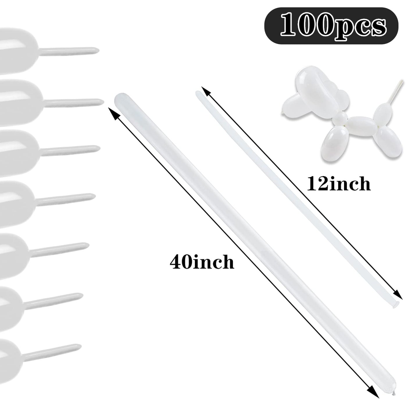 White 260Q Long Balloons 100 Pack White Modeling Long Magic Balloons Thickening Latex Twisting Diy Animal Balloon For Birthday W