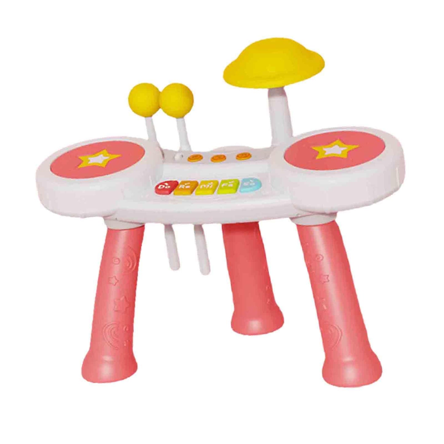 Ilsmysutra Kids Drum Toy Preschool Learning Toy Baby Drum Piano Set For Kids Boys Gifts Pink