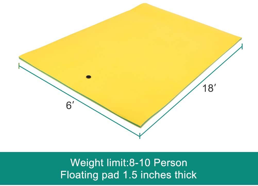 MarKnig 18x6 Ft Floating Mat, Lily Pad Floating Mat, Water Mat for 6-9 Adults, Floating Pad for Lake, 3-Layer Tear-Resistant XPE