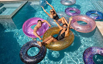 PoolCandy Jumbo Pool Tube, 48, Black Onyx Glitter