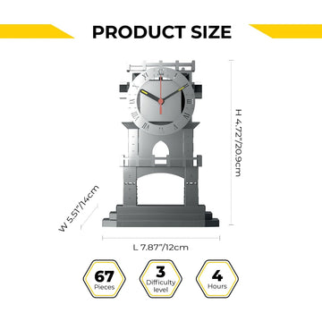 Metal-Time 3D Model Brain Teaser Puzzle Stainless Steel Metal Craft Desk & Shelf Clock Kit Enjoyable Diy Construction | Function