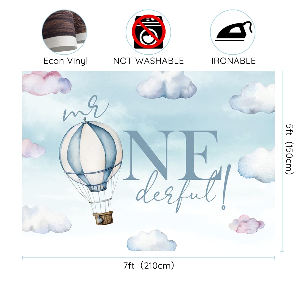 1st Happy Birthday Backdrop for Boy Mr.Onederful Baby Boy Kids One Year Old Party Decorations Banner Supplies Blue Clouds Hot Ai