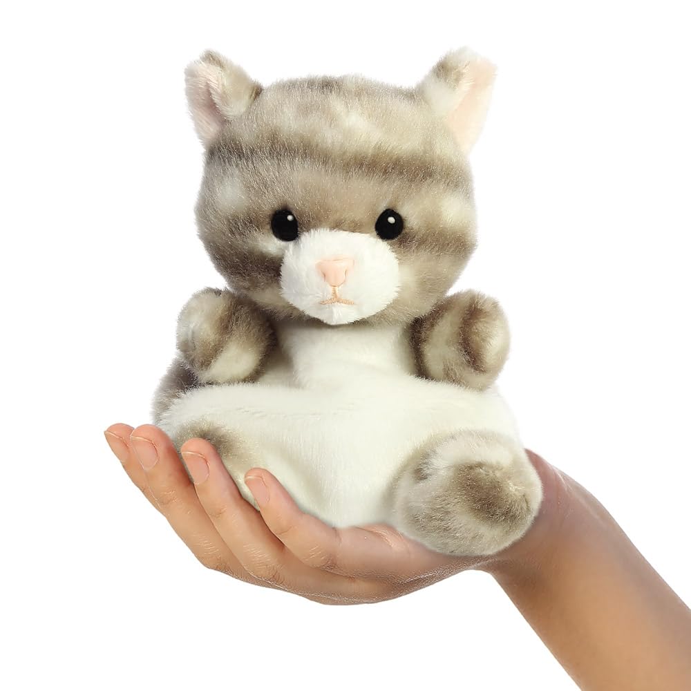 Aurora, 33614, Palm Pals Silver Kitty Cat, 5In, Soft Toy, Grey & White