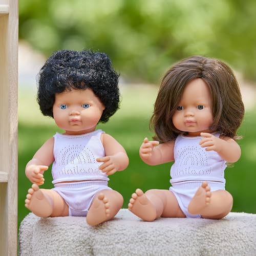 Miniland Doll 15'' Caucasian Brunette Girl (Box) - Made In Spain, Anatomically Correct, Quality
