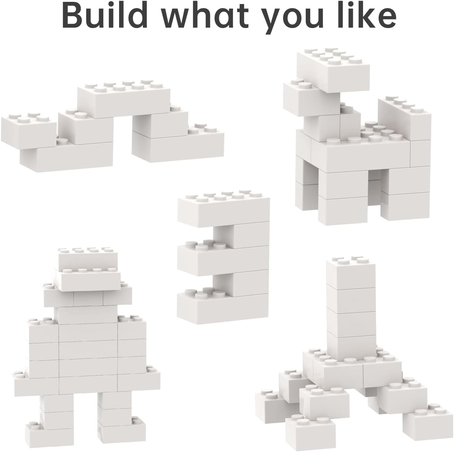 100 Piece White Bricks Bulk, White 2X4 Building Bricks Flat, Compatible With Lego Parts And Pieces: 2X4 White Bricks(Color: Whit