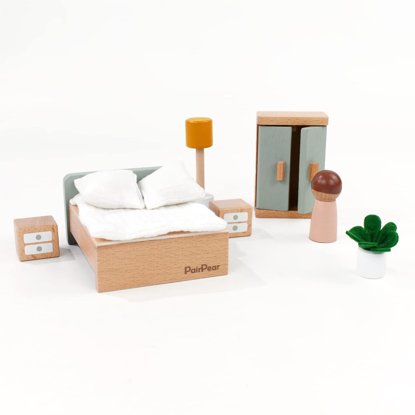 Pairpear Wooden Toys Dollhouse Furniture Playset,35 Piece Furnitures With Family Dolls,Doll House Accessories Pretend Play Gift For Girls And Boys 3 Year And Up