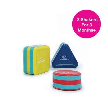 Edushape My First Shakers Basic Shapes - Vibrant Baby Maracas With Soothing Sound - Musical Egg Shakers For Babies - Grasping An