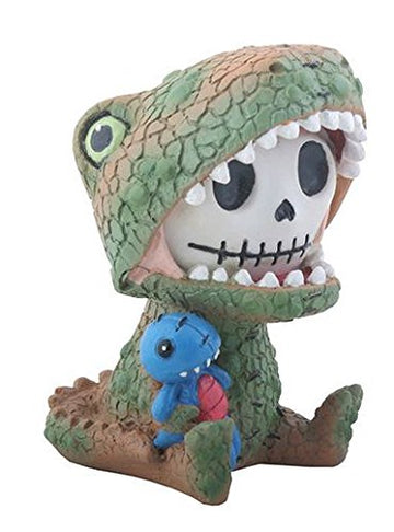 Furrybones Rex Signature Skeleton In Tyrannosaurus Rex Costume With Blue Dinosaur Doll
