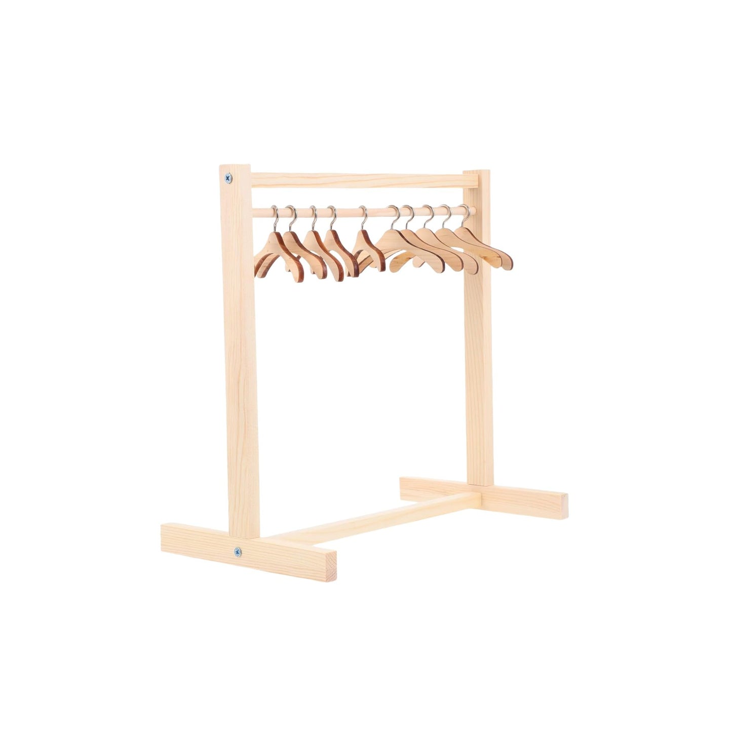 Rannyozio Doll Garment Rack With 10 Pcs Wooden Clothes Hanger Small Wooden Clothing Rack For Girl Doll Clothes Mini Doll Clothes