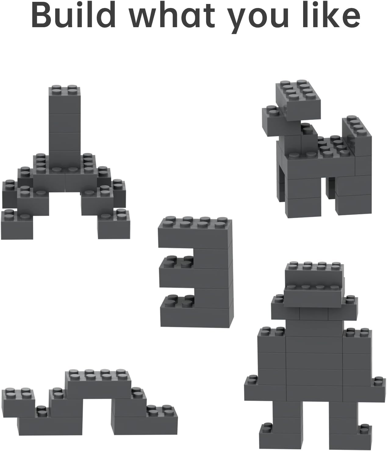 100 Piece Dark Gray Bricks Bulk, Gray 2X4 Building Bricks Flat, Compatible With Lego Parts And Pieces: 2X4 Grey Bricks(Color: Da