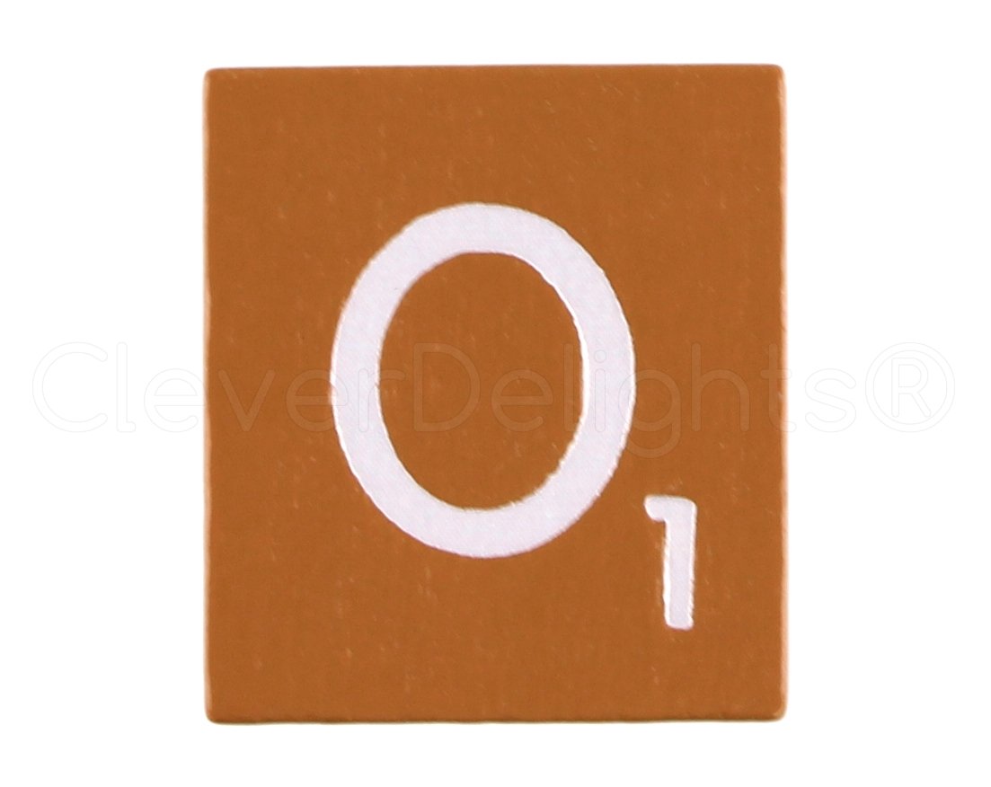 Cleverdelights 100 Wood Letter Tiles - Burnt Orange Color - Complete Set - Game Replacement Pieces